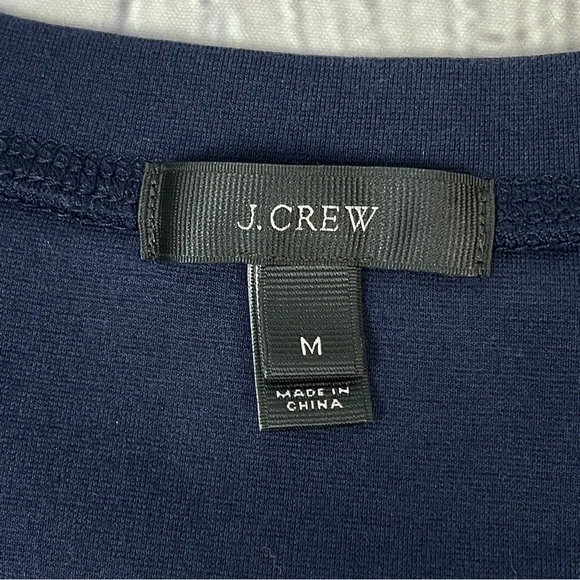 J. CREW navy blue cotton embellished short sleeve sweatshirt top, size M - Picture 2 of 12